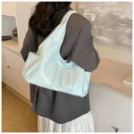 2024 New Women's Tote Bags Trendy Versatile Commuting Large Capacity One Shoulder Bag Summer Casual Solid Color Female Handbags - Image 32