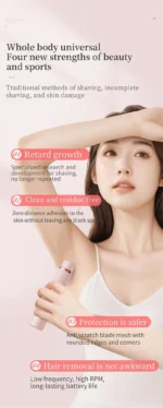 Electric Shaver for Women Waterproof Wet Dry Hair Razors 2 in 1 Double Head Underarm Bikini Beard Hair Trimmer Electric Razor - Image 11