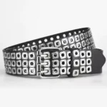 Women Belt  Fashion Square Beads, Willow Nails, Three Exhaust Eyes, Punk Street Cool, Personalized Men's and Women's Belts - Image 6