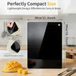 Kitchen cutting board, 15.3 * 11.8 inch transparent black cutting board with hanging holes, non slip cutting board for cooking, - Image 3