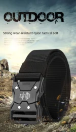 Tactical Belt Quick Release Nylon Braided Belt for Men Outdoor Hiking Work Duty with Black Buckle - Image 12