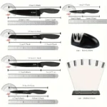 Kitchen knife 7-piece set, black professional stainless steel chef's knife with holder set home rust-proof and sharp meat cutter - Image 5