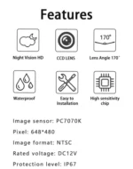 Camera accessories 5V 6 Volt 6V NTSC Auto Camera For DIY CCD HD Night Vision Rear View Camera/Parking Backup Reversing Camera - Image 11