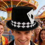 Top Hats for Men Playing Card Pattern Magician Costume Accessory Novelty Felt Hat For Stage Shows Cosplay Parties School Plays - Image 4