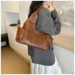 2024 New Women's Tote Bags Trendy Versatile Commuting Large Capacity One Shoulder Bag Summer Casual Solid Color Female Handbags - Image 43