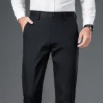 Men's lightweight business casual pants with micro elasticitymen's quick drying pantsnew straight leg office black deep bluepant - Image 7