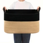 Laundry Basket, Woven Storage Baskets for Organizing, Cube Cotton Rope Baskets for Shelves, Magazine & Newspaper Baskets - Image 9