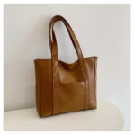 Simple Large Capacity Tote Bags for Women Retro Pu Leather Ladies Shoulder Bag Commuter Portable Girls Student Underarm Handbag - Image 29