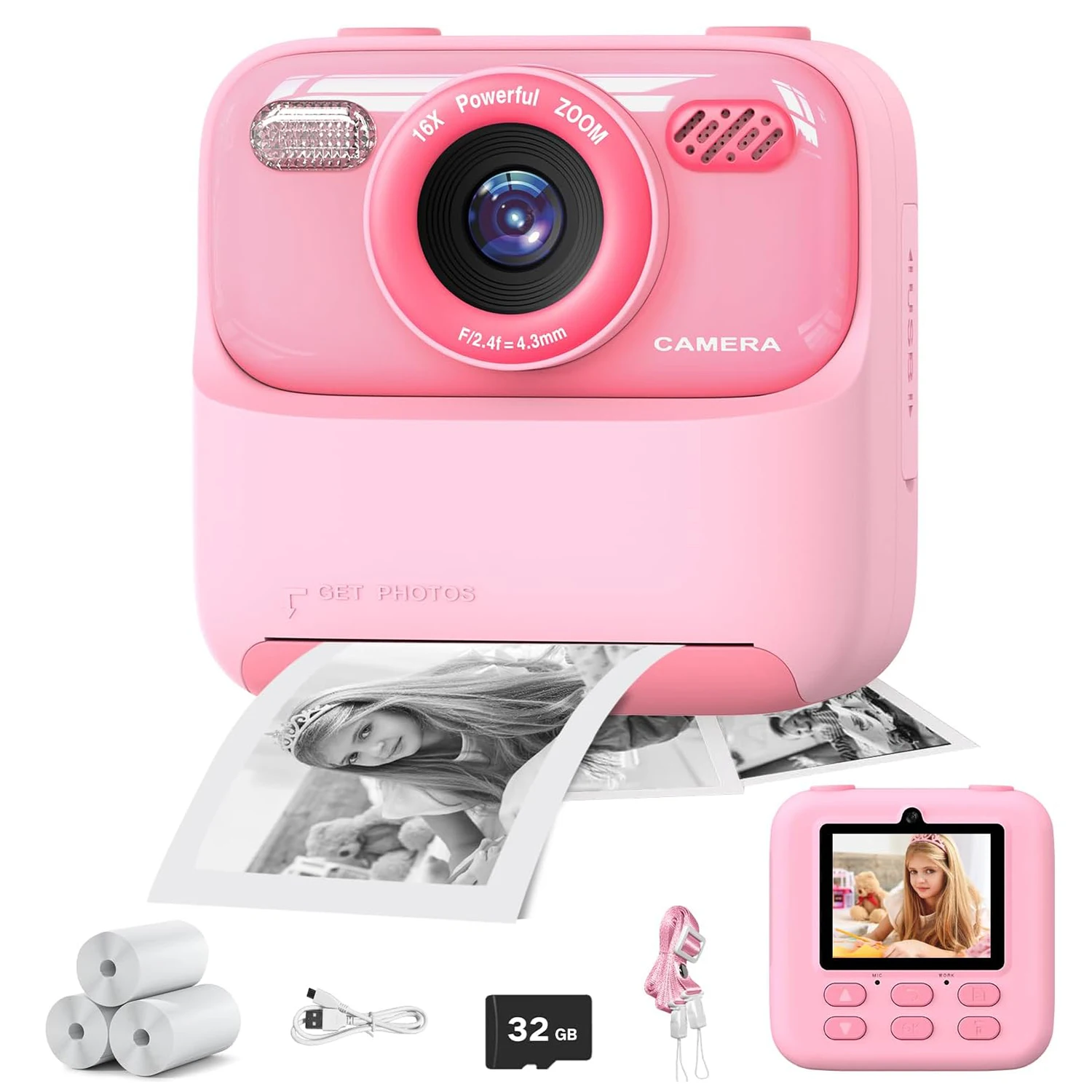 Sba460860fabb4a52bb6e04c995476f98w.webp Children Digital Camera Photography Instant Camera 1080P HD Dual Lens Kids Video Recorder Toys for Girls Boys Best Birthday Gift - Image 1