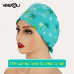 pink Printed Hats Men And Women Work Hat Scrub Cap Gorro Enfermera Quirofano Scrub Cap cotton Scrubs hat nurse accessories - Image 5
