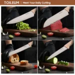 6PCS Kitchen Knife Set with Block Cover, Ultra Sharp High Carbon Stainless Steel Blade, Non Stick & Ergonomic Handle - Image 4