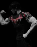 New Summer GYM T-shirt Men's Gothic Print Muscle Tee High Elasticity And Quick Drying Exercise For Bodybuilding Training T-shirt - Image 23