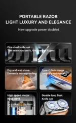 Electric Shaver for Men Mini Portable Razor Rechargeable Wet/Dry Facial Beard Trimmer Intelligent Digital Shaving Machine - Image 10