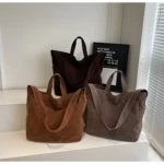 Women's Tote Bags 2025 New Fashion Suede Vintage Large Shoulder Crossbody Bag for Woman Korean Female Student Bookbag Handbags - Image 21