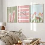 Easter Ribbit Wall Art | Easter Decorations | Happy Easter Sign | Easter Egg Art | Spring Wall Art | Easter Art Bunny Wall Art
