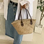 Handmade Women's Shoulder Bag Large Capacity Handbags Bohemian Summer Straw Beach Bag Female Shopper Basket Woven Tote Bags - Image 4