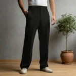 Men Waffle Dress Pants Casual Business Suit Trousers Wide Leg Trousers with Belt Loop for Office Dating Vacation Daily Wear - Image 5