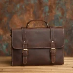 NASVA Genuine Leather Men's Briefcase Retro Handbag Shoulder Laptop Bags Office Bags Document Bags