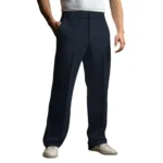 Men Waffle Dress Pants Casual Business Suit Trousers Wide Leg Trousers with Belt Loop for Office Dating Vacation Daily Wear - Image 8