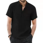Men's Short Sleeve T-shirt Cotton and Linen Casual Men T-shirts Solid Color Summer Shirt Male Cozy Breathable - Image 16