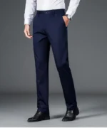 Men's lightweight business casual pants with micro elasticitymen's quick drying pantsnew straight leg office black deep bluepant - Image 11