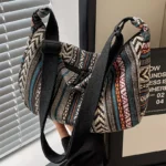 Crossbody Bags Tribal Style Shoulder Bag, Foldable Crossbody Striped Pattern, Flag Theme Hand Washable Edge Painted Lining - Image 4