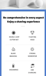 Shaver for Men USB Electric Shaver Powerful Beard Shaving Machine Electric Razor Rechargeable Waterproof - Image 9