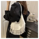 Large Capacity Casual Solid Retro Tassel Tote Bags Hot Sale Versatile Underarm Women's Bag Concise Advanced Sense Shoulder Bags - Image 30