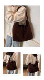 Women's Tote Bags 2025 New Fashion Suede Vintage Large Shoulder Crossbody Bag for Woman Korean Female Student Bookbag Handbags - Image 18