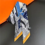 Fashion Women Hair Scarf 2024 New Brand Design Luxury Silk Scarf Fashion Print Headband Skinny Bag Scarves Neckerchief - Image 55