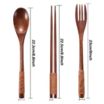 3 Pieces Tableware Natural Wood Dinnerware Spoon Chopsticks Fork Dinner Portable Tableware Grain Household Kitchen Cutlery Set - Image 2