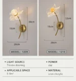 LED Wall Lamp Modern Luxury Flower Shaped Decorative Light Bedroom Bedside Study Dining Room Living Room Background Wall Lamp - Image 18