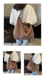 Women's Tote Bags 2025 New Fashion Suede Vintage Large Shoulder Crossbody Bag for Woman Korean Female Student Bookbag Handbags - Image 19
