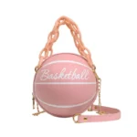 2025 Crossbody Bag New Network Red Personality Fun Pink Ins Versatile Chain Football Basketball Shoulder Bag Small Round Bag - Image 8