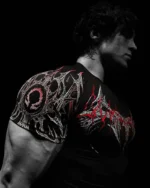 New Summer GYM T-shirt Men's Gothic Print Muscle Tee High Elasticity And Quick Drying Exercise For Bodybuilding Training T-shirt - Image 3