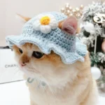 Cute Cat Hat Funny Pets Party Cosplay Headwear Delicate Hemming Pendant Decor Elasticity Knitted Hat Pet Accessories - Image 12