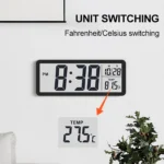 Digital Wall Clock Electronic Wall Mounted LCD Disply Clocks Multifunctional Temperature and Time Week Display Battery Powered - Image 2