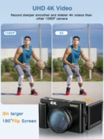 4K Digital Camera for Photography and Video Autofocus Anti-Shake 48MP Compact Vlogging Camera 3'' 180° Flip Screen with Flash - Image 8