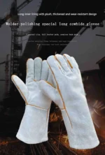 Fire Resistant Gloves Durable,Cowhide Leather Gloves,Long Welding Gloves,Non-Slip,Men's Cowhide Work Gloves - Image 7
