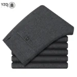 Daily Versatile Male Formal Trousers Stable Waist Breathable Linen Textured Fabric Office Wedding Multi Scene Long Pants