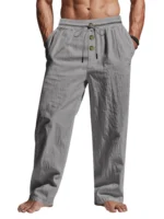 Men's Casual Trousers 2025 Spring/Summer New Man Large Size white Straight trousers Solid Beach black Fitness Pants S-XXXL - Image 7