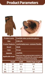 Leather Gloves for Work, deri eldiven erkek ,Fireproof ,용접장갑,Puncture Resistant,Gants anti coupure,Men Glove,Guantes trabajo - Image 8