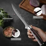Kitchen Knife 6PCS Set Stainless Steel,Includes Chef's Knife, Bread, Boning Knife,Fruit Knife, with Stainless Steel Knife Holder - Image 12