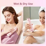 Electric Shaver for Women Waterproof Wet & Dry Hair Razors 2 in 1 Double Head Portable Bikini Hair Trimmer Detachable Head Shave - Image 20