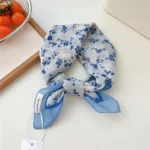 55cm Flower Floral Print Square Scarf Neckerchief Fashion Scarves Kerchief Bandanas Headscarf Hair Ribbon Accessories for Women - Image 14