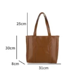 Simple Large Capacity Tote Bags for Women Retro Pu Leather Ladies Shoulder Bag Commuter Portable Girls Student Underarm Handbag - Image 13