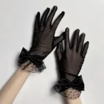 Lace Bowknot Gloves Nightclub Gloves Short Gloves Wedding Party Gowns Gloves Women Gloves Stage Wrist Length Gloves - Image 2