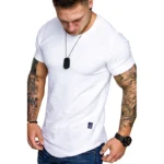Men's Sports T-shirt Slim Fit O-neck Short Sleeve Muscle Fitness Casual Hip Hop Top Summer Fashion Basic Solid Crew T-shirt - Image 7