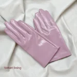Women's Patent Leather Gloves Men's Leather Gloves Shiny Black Party Evening Short Gloves - Image 12