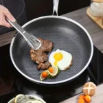 Stainless Steel Frying Pan Honeycomb Non Stick Frying Pan Easy To Clean Kitchen Wokes Pans Suitable for Fried Egg Steak - Image 4